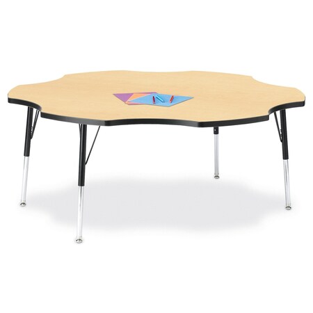 Jonti-Craft Berries Six Leaf Activity Table, 60 in., A-height, Maple/Black/Black 6458JCA011